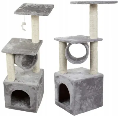 3-Story Cat House with Scratching Post, 90 cm, Gray,  animal feed, products and services ad in Riga 8