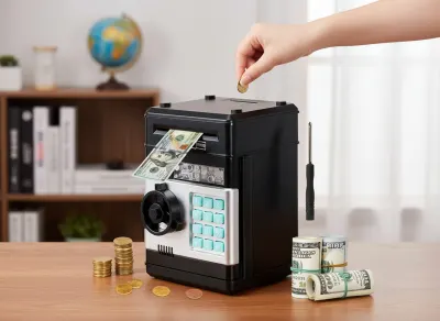 Children's piggy bank safe with a combination lock, 19.5 x 13 cm, light effects, toys ad in Riga 3
