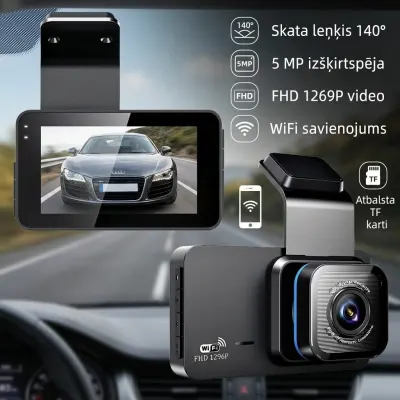 Wide-Angle FHD Car Dash Cam with G-Sensor, Wi-Fi, and Rearview Camera –..., video and security systems ad in Riga 1