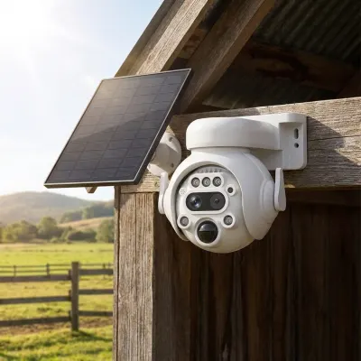 White 4G Solar-Powered Outdoor Surveillance Camera with SIM Card Support – 360°..., video and security systems ad in Riga 4