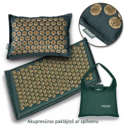 Dark green acupressure mat with a pillow and golden studs, optics, hearing aids, health aids ad in Riga 6