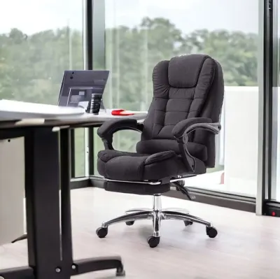 Ergonomisks datorkrēsls ar kāju balstu melns tekstils 150 kg 90–155°, mēbeles un interjers, apgaismojums sludinājums Rīgā 3
