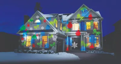 LED laser projector with 12 slide cards, 15 cm, for indoor and outdoor use, furniture and interior, lighting ad in Riga 2