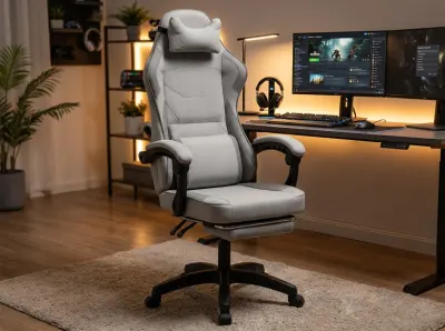Fabric computer chair with footrest and massage belt, adjustable up to 150 kg, furniture and interior, lighting ad in Riga 4
