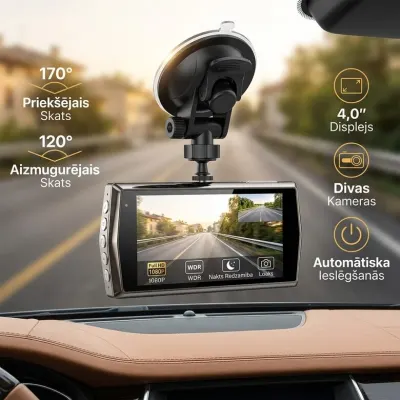 Auto videoreģistrators ar 2 kamerām (Touch Screen, Uhd, ieraksts uz kustību,..., video un drošības sistēmas sludinājums Rīgā 2