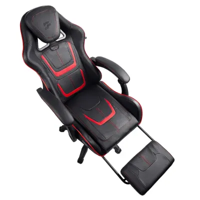 Black gaming computer chair with a pull-out footrest, supports up to 120 kg, furniture and interior, lighting ad in Riga 10