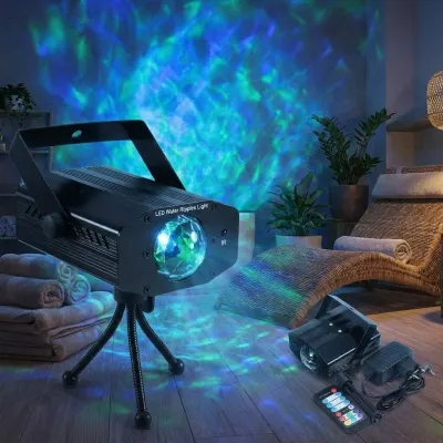LED disco projector with an adjustable tripod and remote control, green and red, furniture and interior, lighting ad in Riga 5