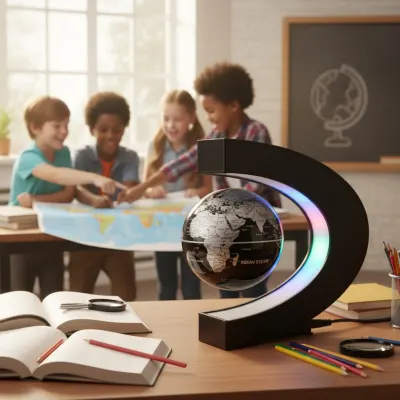 Rotating, levitating globe with a magnetic field and LED lighting, furniture and interior, lighting ad in Riga 6