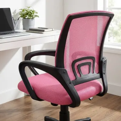 Adjustable computer chair with pink fabric seat, 40–50 cm, 120 kg, for school use, furniture and interior, lighting ad in Riga 4