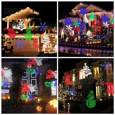 LED laser projector with 12 slide cards, 15 cm, for indoor and outdoor use, furniture and interior, lighting ad in Riga 6