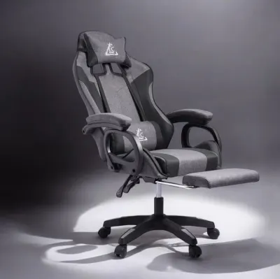 Ergonomisks datora un biroja krēsls ar regulējamu atzveltni un kāju balstu pelēks, mēbeles un interjers, apgaismojums sludinājums Rīgā 6