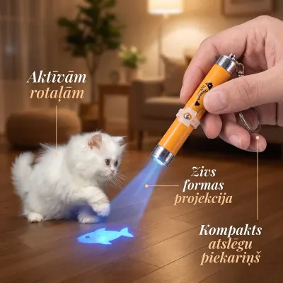 Cat toy fish with LED laser projector, aluminum housing, animal feed, products and services ad in Riga 2