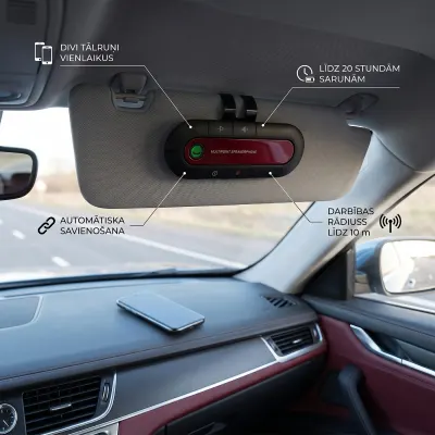Bluetooth hands-free speaker for your car, mounted on the sun visor, tv and electronics ad in Riga 2
