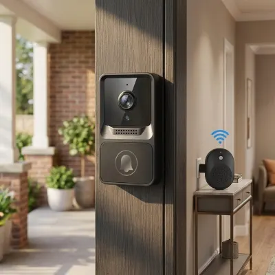 Домофон с дверным звонком, Wi-Fi и камерой; на смартфон приходит уведомление, видеонаблюдение и системы безопасности ad в Риге 4