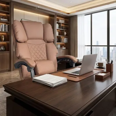 Office Computer Chair with Footrest, USB Massage, Eco-Leather, Cappuccino, 150 kg, furniture and interior, lighting ad in Riga 7