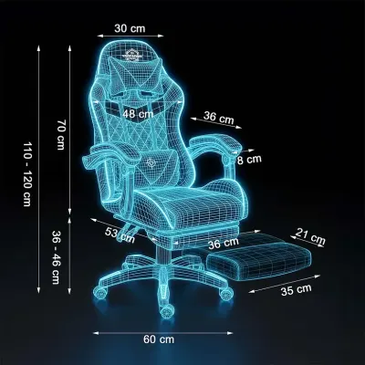 Melni sarkans ergonomisks datorkrēsls ar kāju balstu līdz 150 kg, mēbeles un interjers, apgaismojums sludinājums Rīgā 10