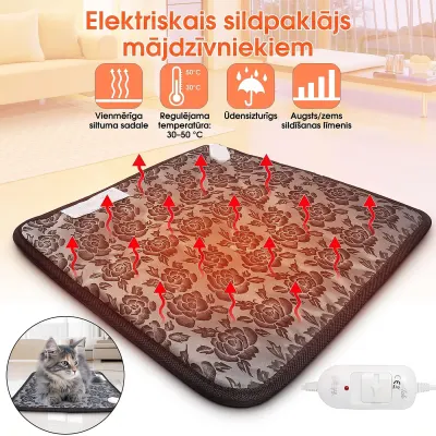 Adjustable-temperature pet bed heater, 220V, 20W, 45x45 cm, for dogs,  animal feed, products and services ad in Riga 4