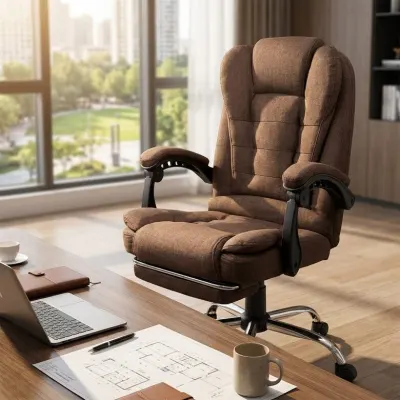 Ergonomic fabric computer chair, brown fabric, 150 kg, backrest 90–155°, furniture and interior, lighting ad in Riga 5