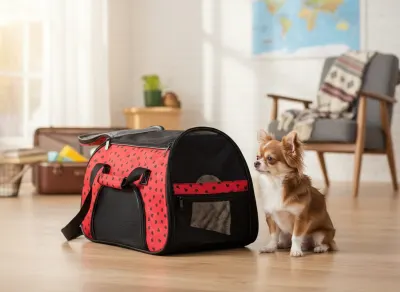 Foldable bag for dogs and cats, red, 41x23x27 cm, for travel,  animal feed, products and services ad in Riga 3