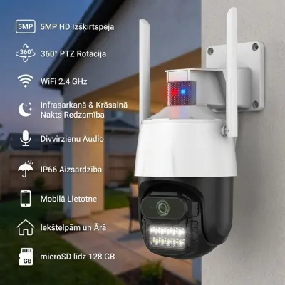 12 MP āra WiFi PTZ videonovērošanas kamera ar četriem objektīviem, video un drošības sistēmas sludinājums Rīgā 1