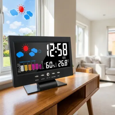 Digitālais LED Galda Pulkstenis ar Temperatūras un Mitruma Mērītāju, mēbeles un interjers, apgaismojums sludinājums Rīgā 4