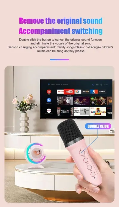 Wireless Speaker with Two Karaoke Microphones, tv and electronics ad in Riga 4