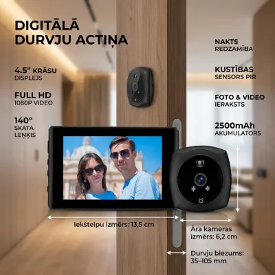 Digital Door Viewer with Camera, 4.5" Full HD 1080P, video and security systems ad in Riga 1