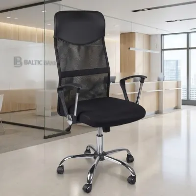 Ergonomisks biroja datorkrēsls siets melns 130 kg sēdeklis 46–57 cm TILT, mēbeles un interjers, apgaismojums sludinājums Rīgā 4