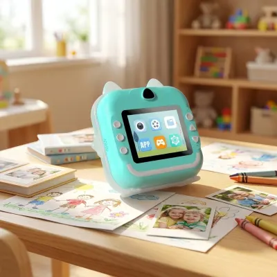 Children's Camera with Polaroid Photo Printing, 24MP, 2.4-inch IPS Display, Bluetooth, 800mAh Battery, Green, video and security systems ad in Riga 6