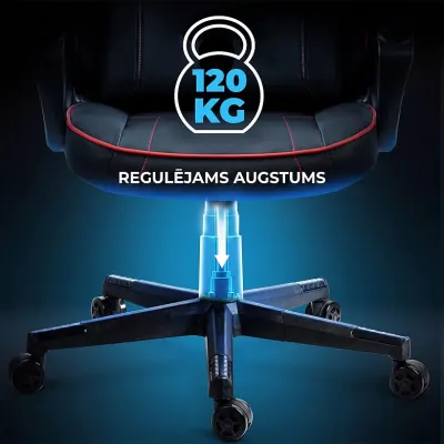 Melns ergonomisks gaming datorkrēsls ar jostasvietas spilvenu līdz 120 kg, mēbeles un interjers, apgaismojums sludinājums Rīgā 10