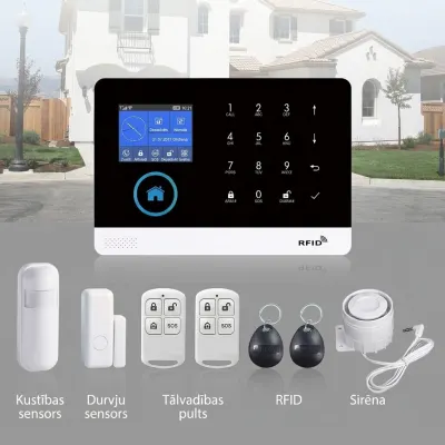 Gsm signalizācija ar SiM karti, Wifi (1 kustības sensors uz durvīm, 1 uz..., video un drošības sistēmas sludinājums Rīgā 6