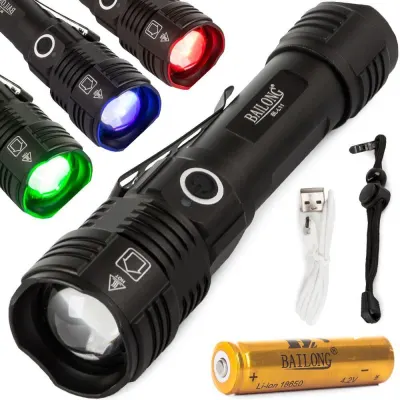 Tactical Hunting Flashlight, 4 Colors, CREE Q5, IPX5, 17 cm, with Rechargeable Battery, furniture and interior, lighting ad in Riga 1