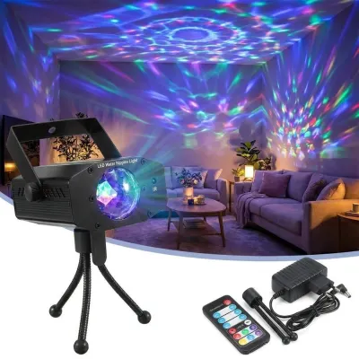 LED disco projector with an adjustable tripod and remote control, green and red, furniture and interior, lighting ad in Riga 8