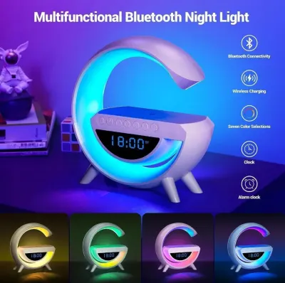 Bezvadu telefona lādētājs ar Bluetooth skaļruni, modinātāju un RGB lampu, aksesuāri un viedierīces sludinājums Rīgā 9