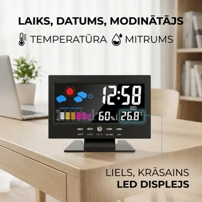 Digitālais LED Galda Pulkstenis ar Temperatūras un Mitruma Mērītāju, mēbeles un interjers, apgaismojums sludinājums Rīgā 6