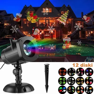 Christmas projector with 12 interchangeable discs, for outdoor use (white..., furniture and interior, lighting ad in Riga 4