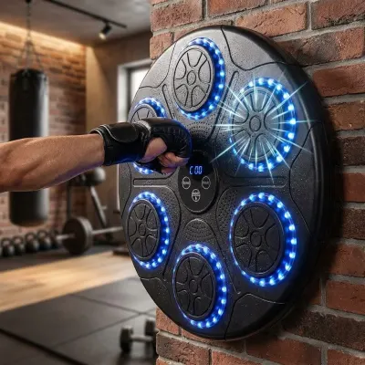 Wall-mounted boxing bag with Bluetooth, LED lights, and a built-in speaker, sports activities, equipment, accessories ad in Riga 2