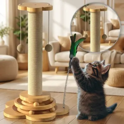 "4 in 1 Fun Tower" Cat Claw-Sharpening Scratching Post and Toy, 43 cm, animal feed, products and services ad in Riga 2