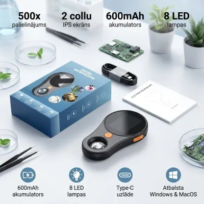 Portatīvais Digitālais Mikroskops ar LED Apgaismojumu, mēbeles un interjers, apgaismojums sludinājums Rīgā 2