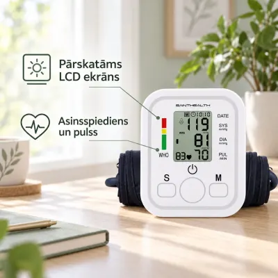 Digitālais aukšdelma asinsspiediena mērītājs ar LCD ekrānu, optika, dzirdes aparāti, veselības palīglīdzekļi sludinājums Rīgā 2