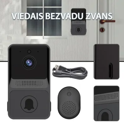 Домофон с дверным звонком, Wi-Fi и камерой; на смартфон приходит уведомление, видеонаблюдение и системы безопасности ad в Риге 3