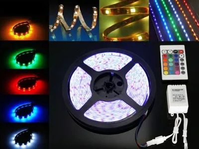 Светодиодная лента RGB 5050 SMD, 5 м: влагостойкая + комплектующие, мебель и интерьер, освещение ad в Риге 8