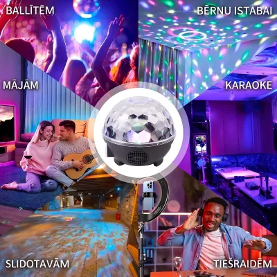 Colorful disco ball with Bluetooth, stereo, MP3, and remote control, 16 x..., accessories and smart devices ad in Riga 9