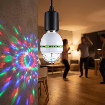 LED Bulb, Rotating RGB Disco Ball, 3W, E27, furniture and interior, lighting ad in Riga 2