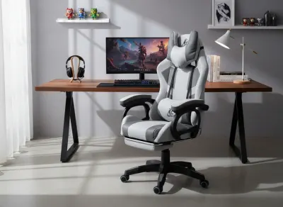 Ergonomic office chair with a footrest and adjustable backrest, comfortable office computer chair, furniture and interior, lighting ad in Riga 4