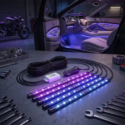 Car LED RGB Neon-Style Lighting, Bluetooth, 10W, 12V, Waterproof, furniture and interior, lighting ad in Riga 1