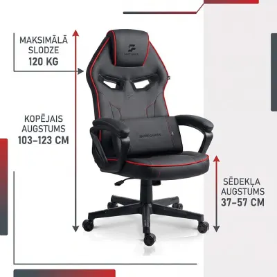 Melns ergonomisks gaming datorkrēsls ar jostasvietas spilvenu līdz 120 kg, mēbeles un interjers, apgaismojums sludinājums Rīgā 2