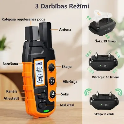 Dog training collar (1000m) with remote control for small and medium-sized dogs..., animal feed, products and services ad in Riga 4