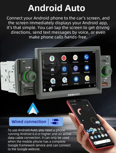Automašīnas radio LCD + kamera, CarPlay SWM151C - (Android -Auto 5 collu, MP5..., video un drošības sistēmas sludinājums Rīgā 7