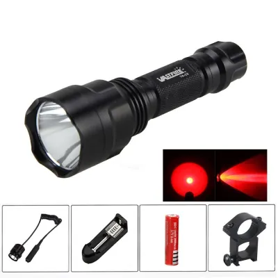 Hunting flashlight with RED light. Set includes: Flashlight, battery, charger,..., furniture and interior, lighting ad in Riga 1